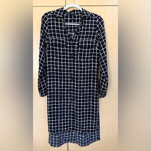 JONES NEW YORK Black and White Grid Pattern Shirt